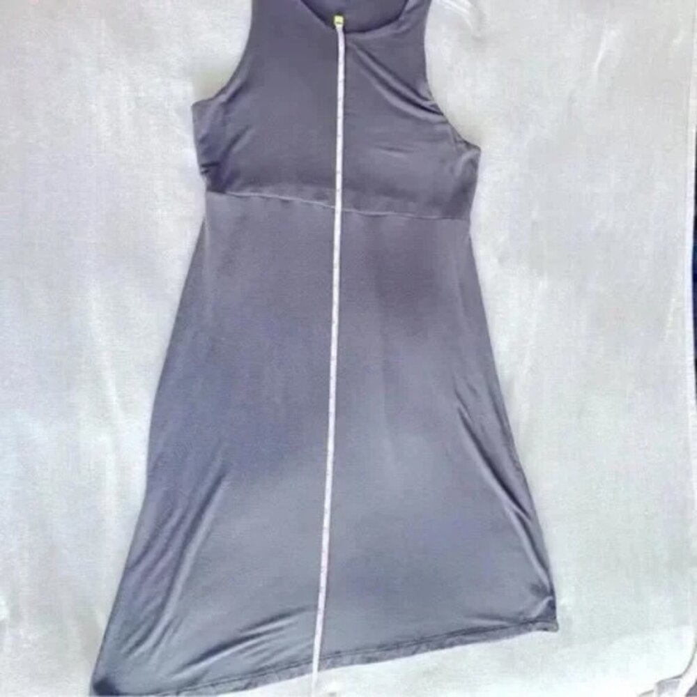 Athleta Santorini Dress Black Olive Sleeveless Fit & Flare Boatneck Size Medium - Picture 10 of 10